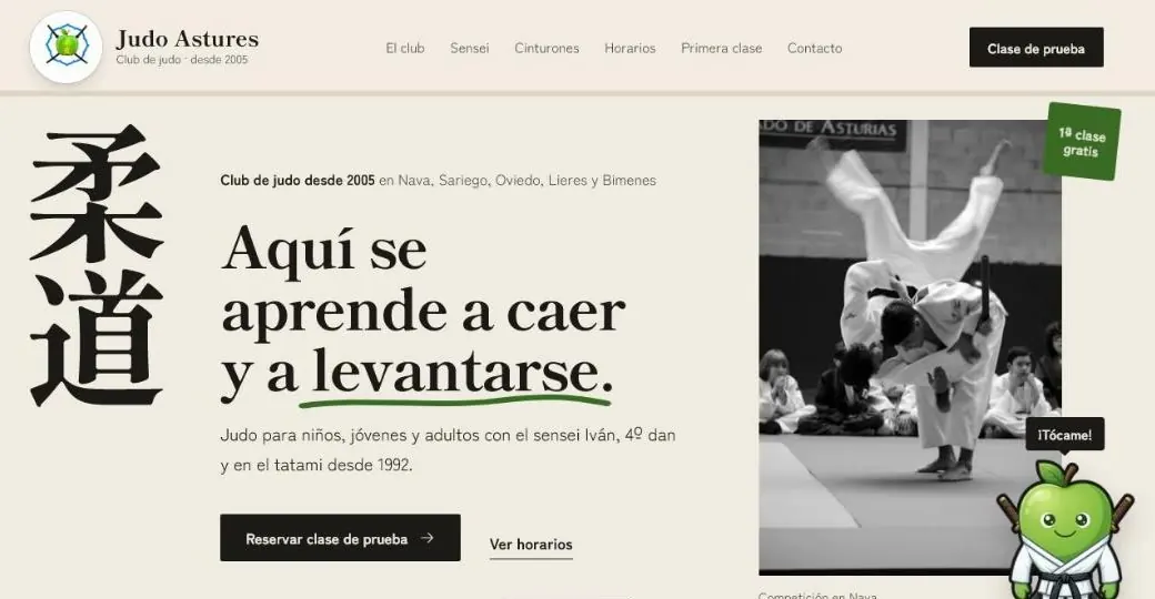 Portada de la web de Judo Astures